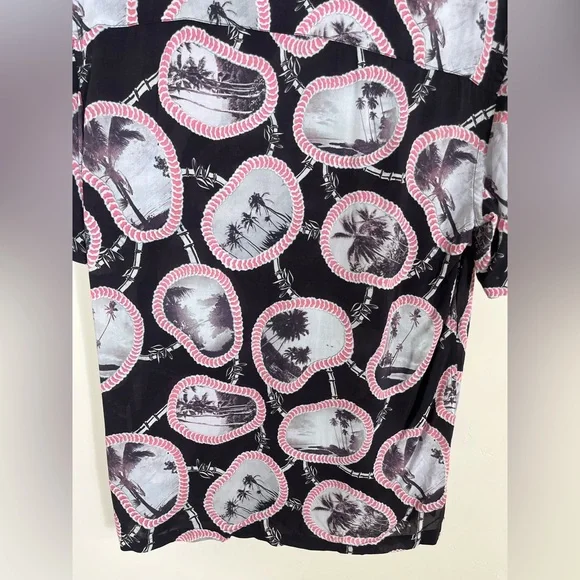 All Saints Islandz Palm Tree Print Button Down Short Sleeve - Picture 8 of 12